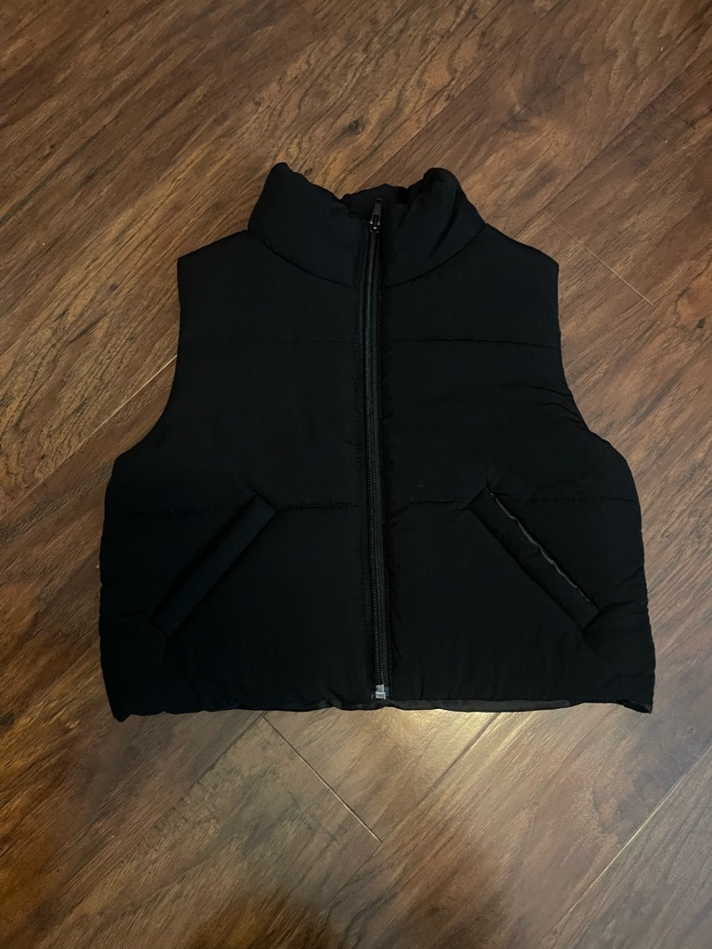Tiger Friday Cropped Puffer Vest in Black